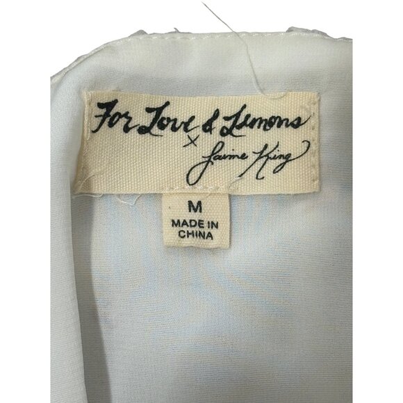 For Love Lemons x Jamie King White Mini Dress Coquette Ruffle Moon Stars Size M - Picture 3 of 7